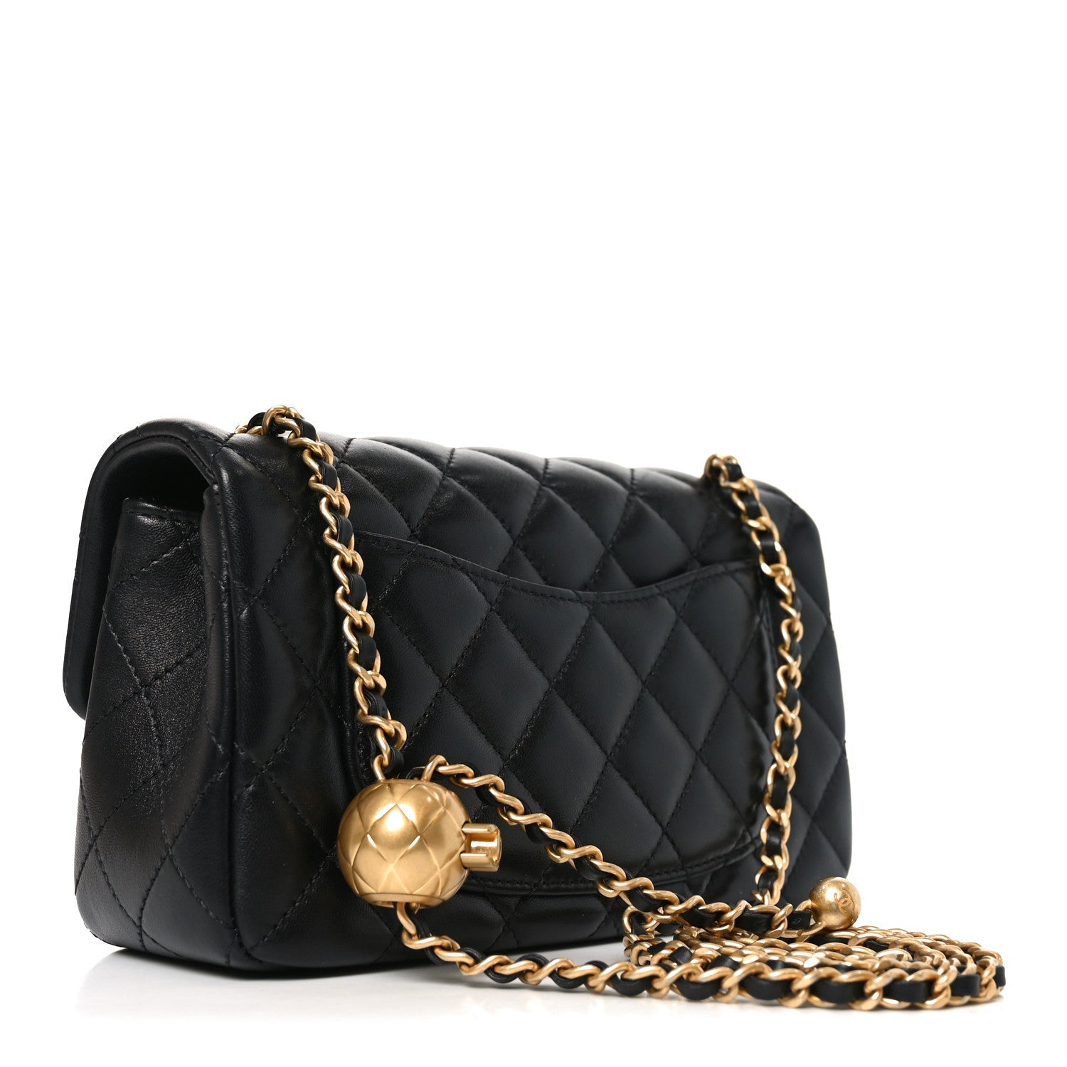 Chanel Lambskin Quilted Mini Rectangular Pearl Crush Flap Black