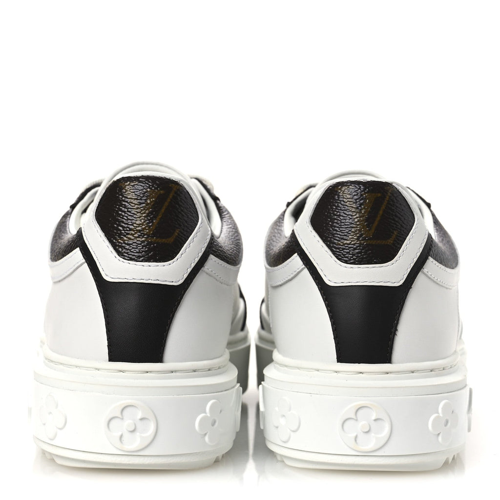 Louis Vuitton Lambskin Embossed Monogram Time Out Sneakers 39 White Brown