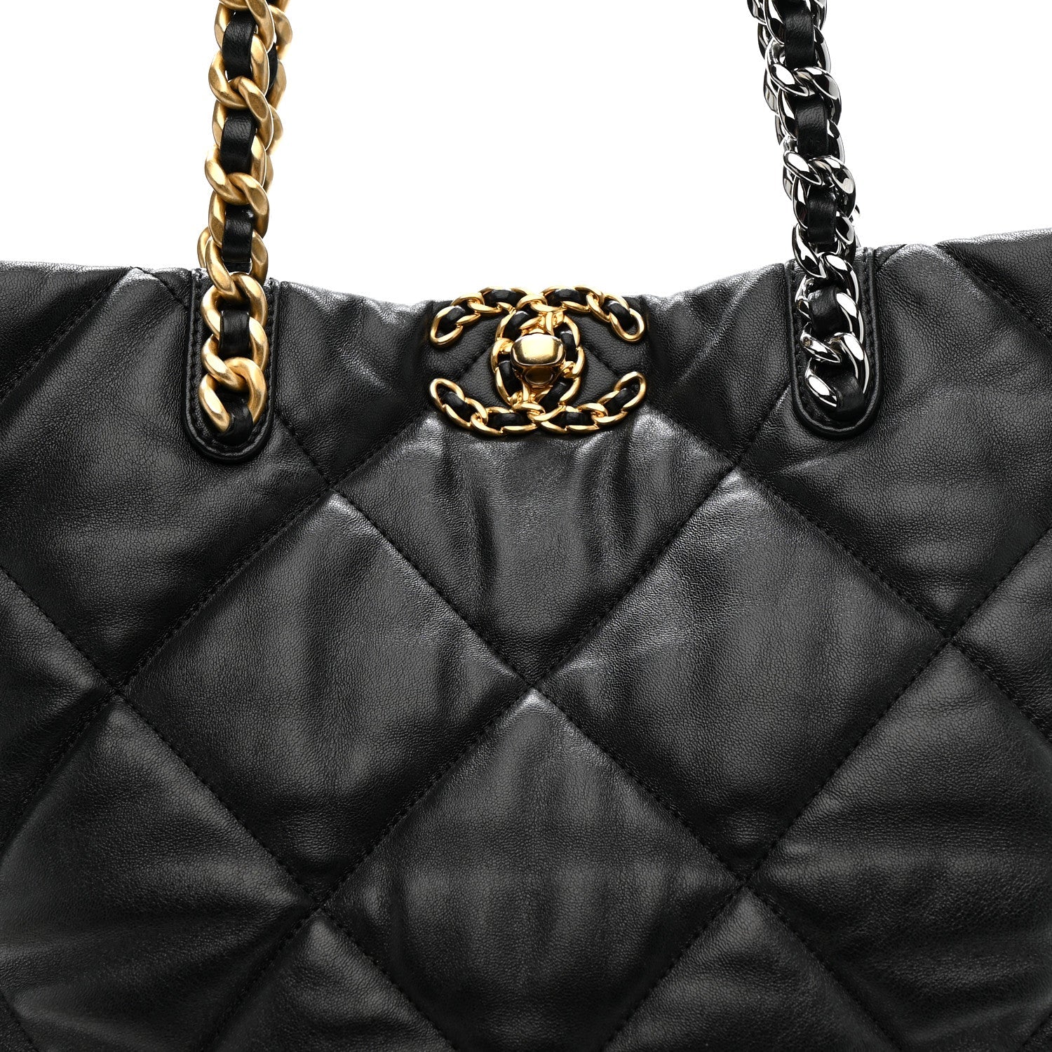 Chanel Lambskin Quilted Chanel 19 Shopping Bag Black