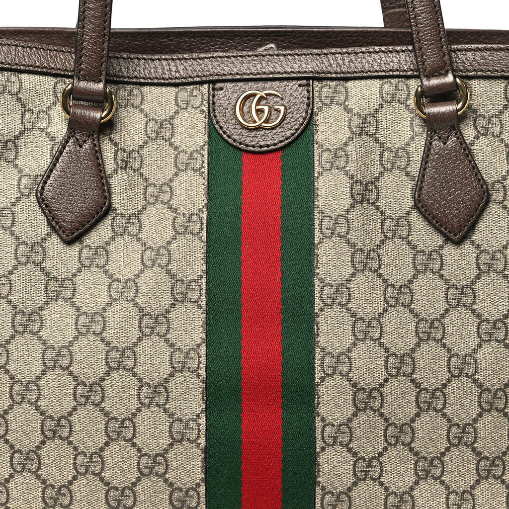 Gucci GG Supreme Monogram Medium Ophidia Shopping Tote Brown