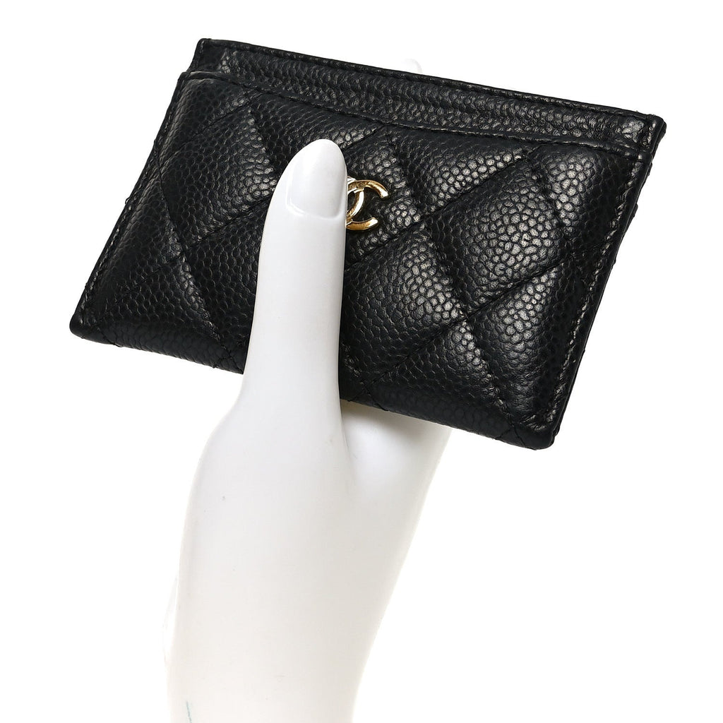 Caviar Quilted Card Holder Black