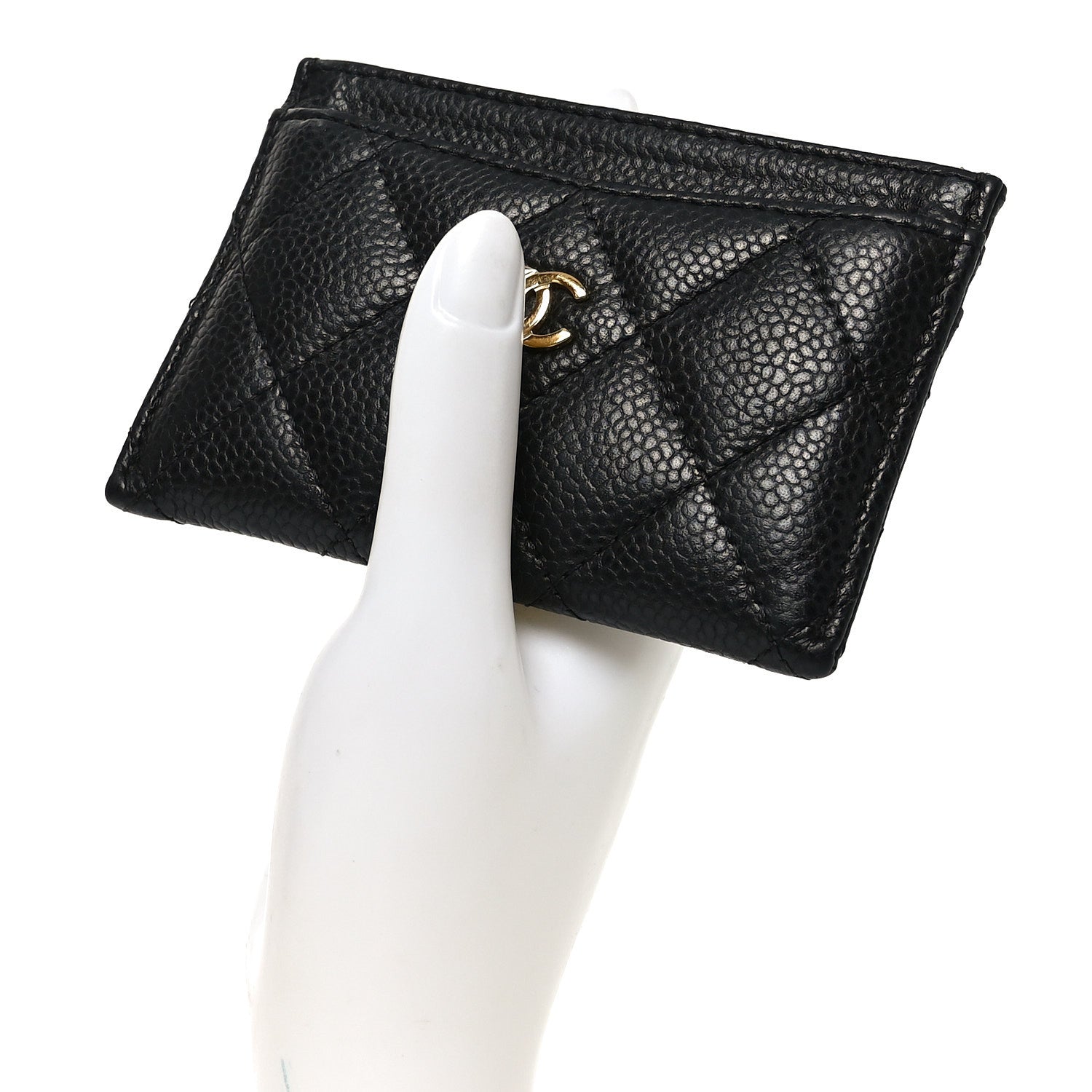 Caviar Quilted Card Holder Black
