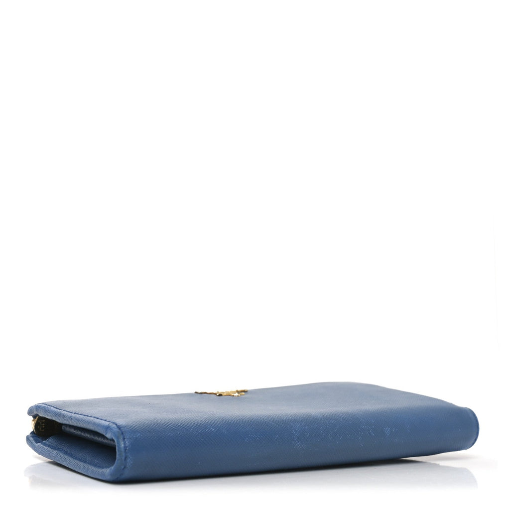 Prada Vitello Move Half Zip Wallet Cobalto