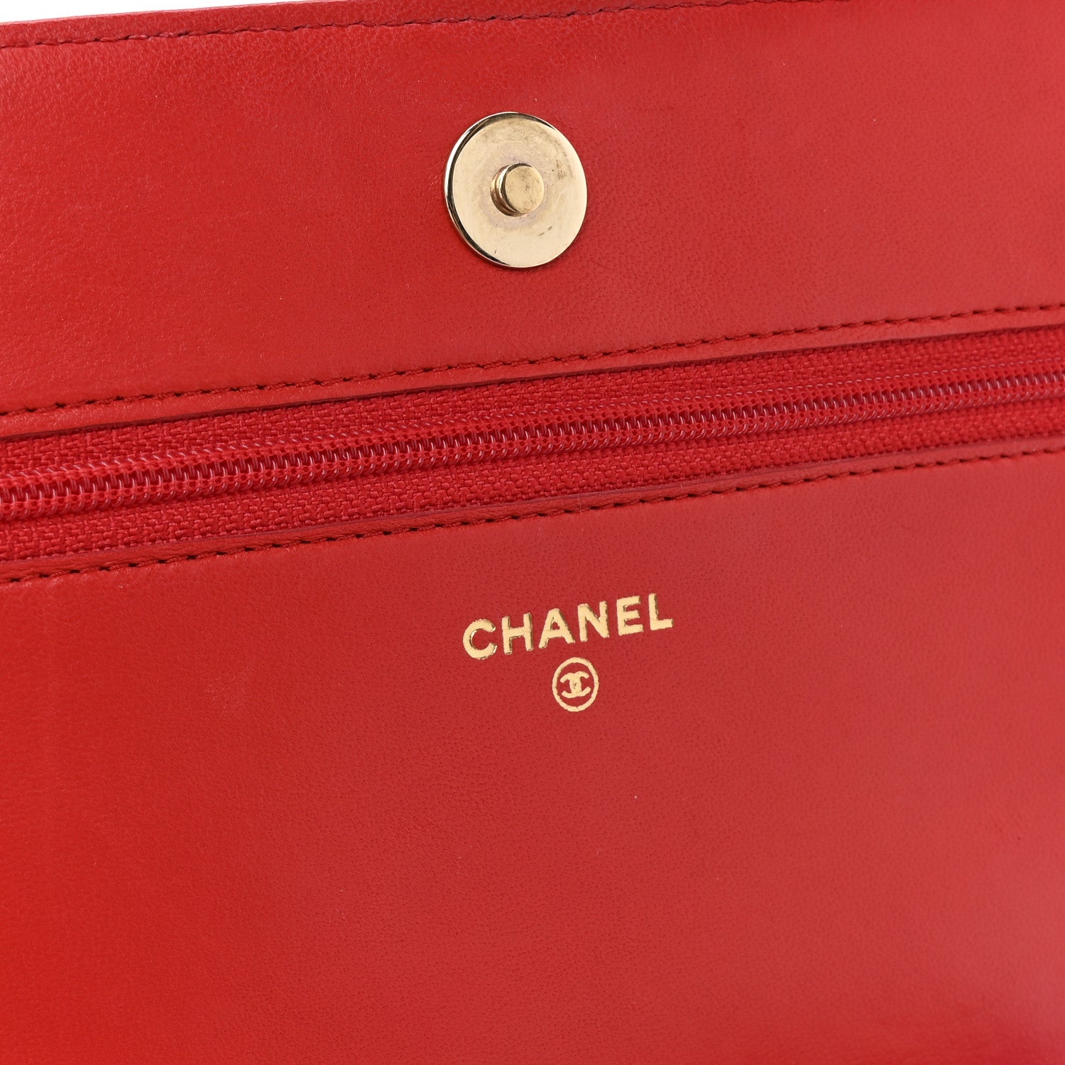 Chanel Lambskin Quilted Boy Wallet On Chain WOC Red