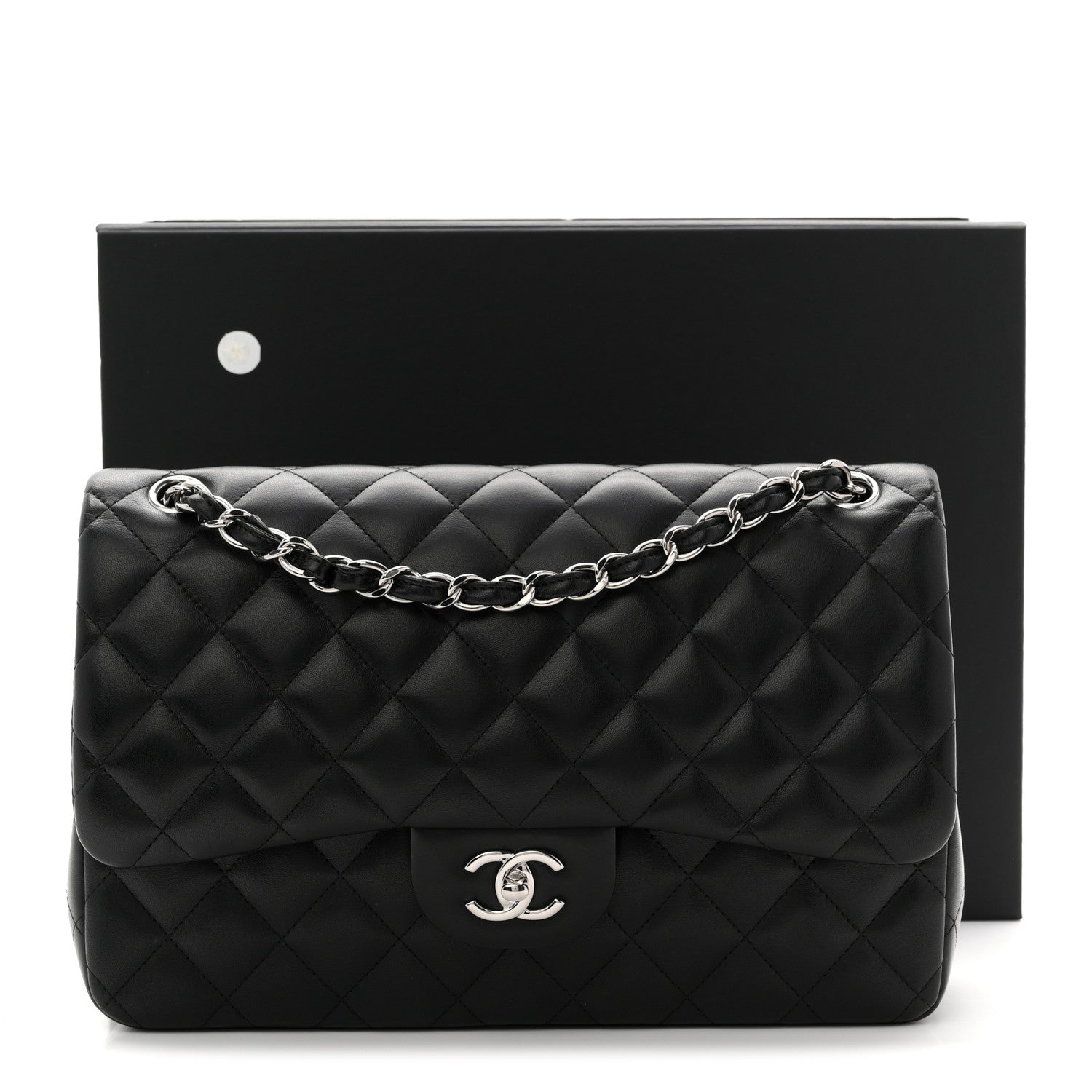 Chanel Lambskin Quilted Jumbo Double Flap Black
