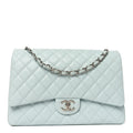 Chanel Caviar Quilted Maxi Double Flap Light Blue
