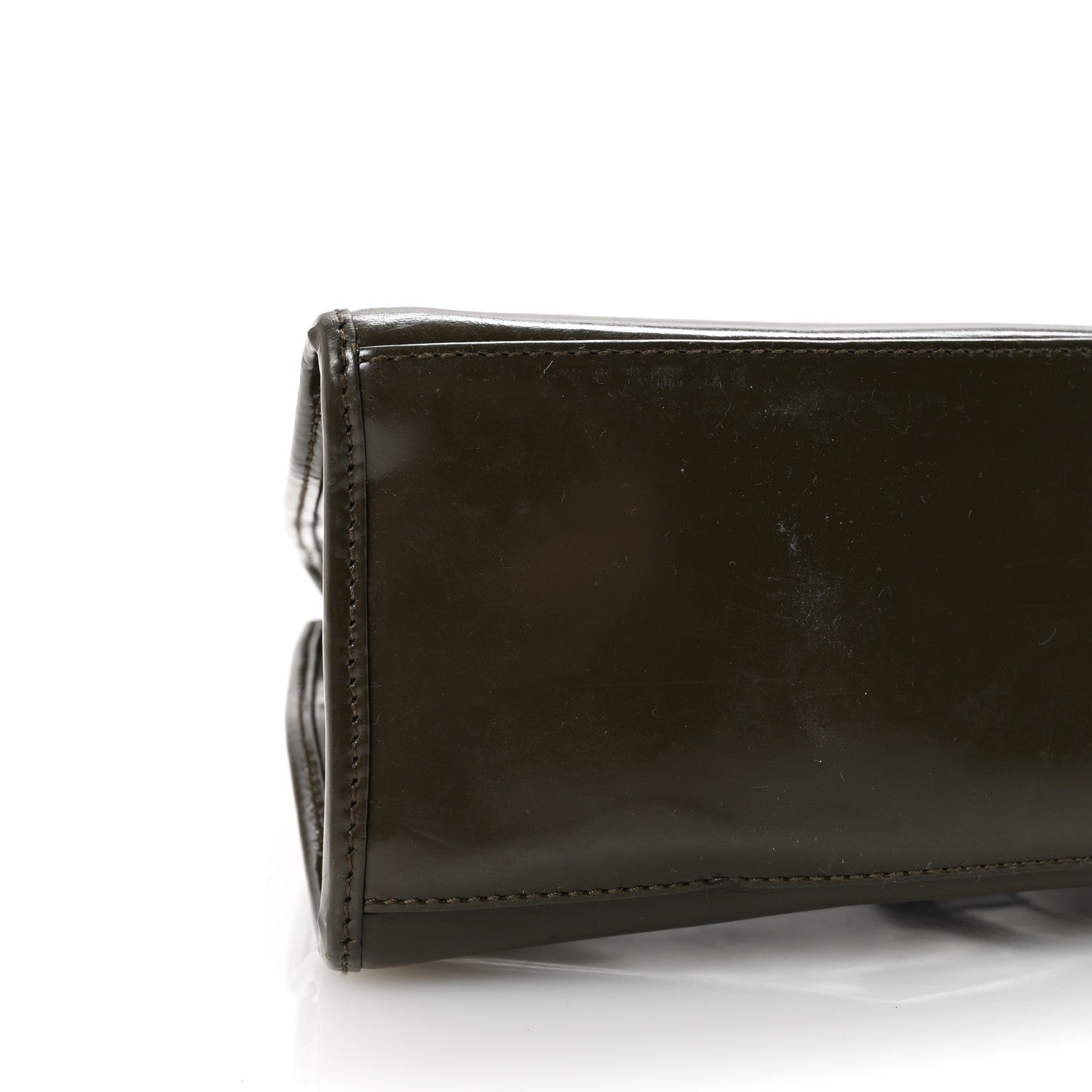 Gucci Patent Bardot Shoulder Bag Olive Green