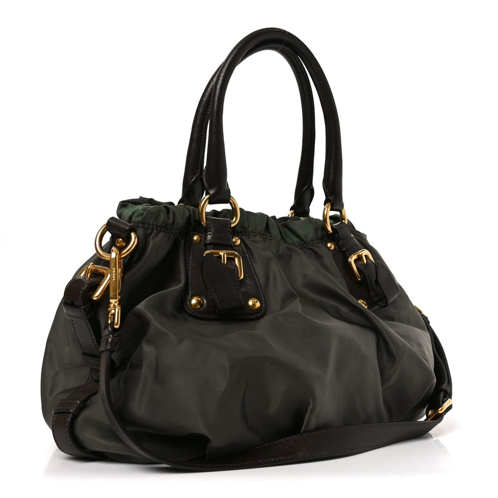 Prada Tessuto Nylon Jacquard Logo Tote  Bruciato Sughero