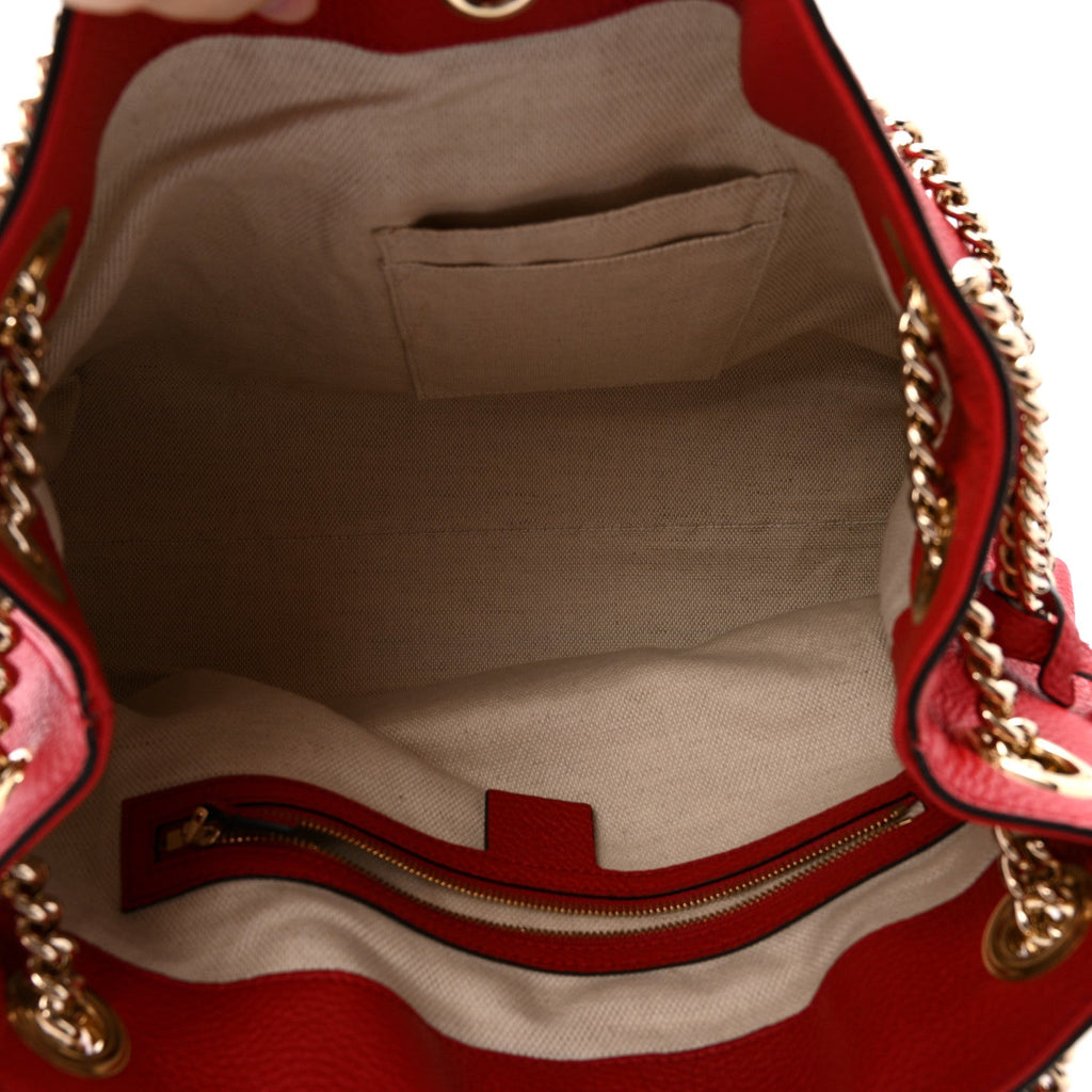 Gucci Cellarius Calfskin Medium Soho Chain Shoulder Bag Vibrant Red