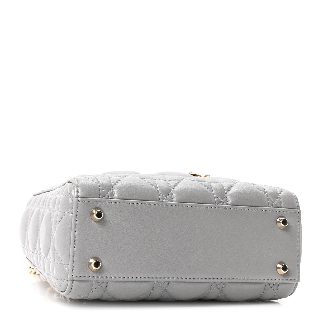 Christian Dior Lambskin Cannage Mini Lady Dior Gray Opaline