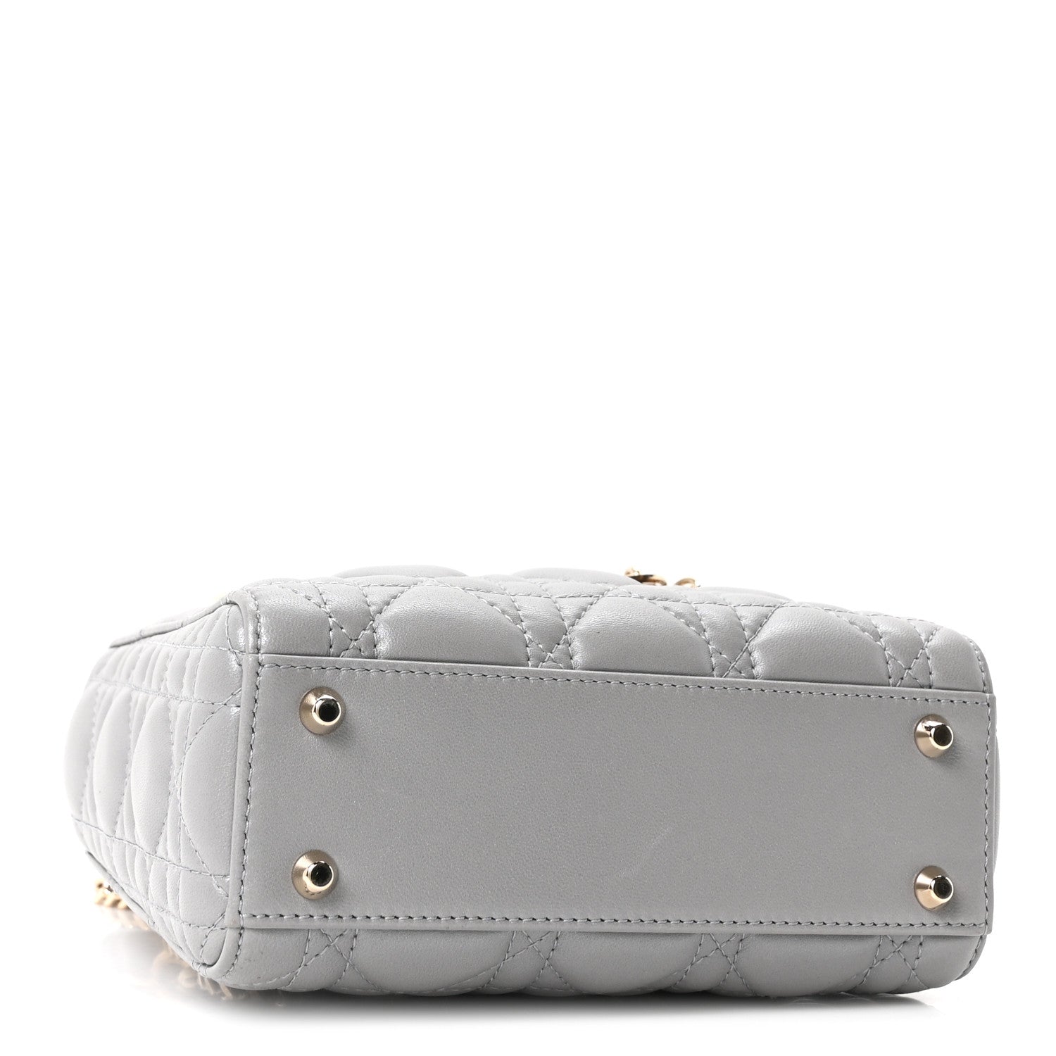 Christian Dior Lambskin Cannage Mini Lady Dior Gray Opaline