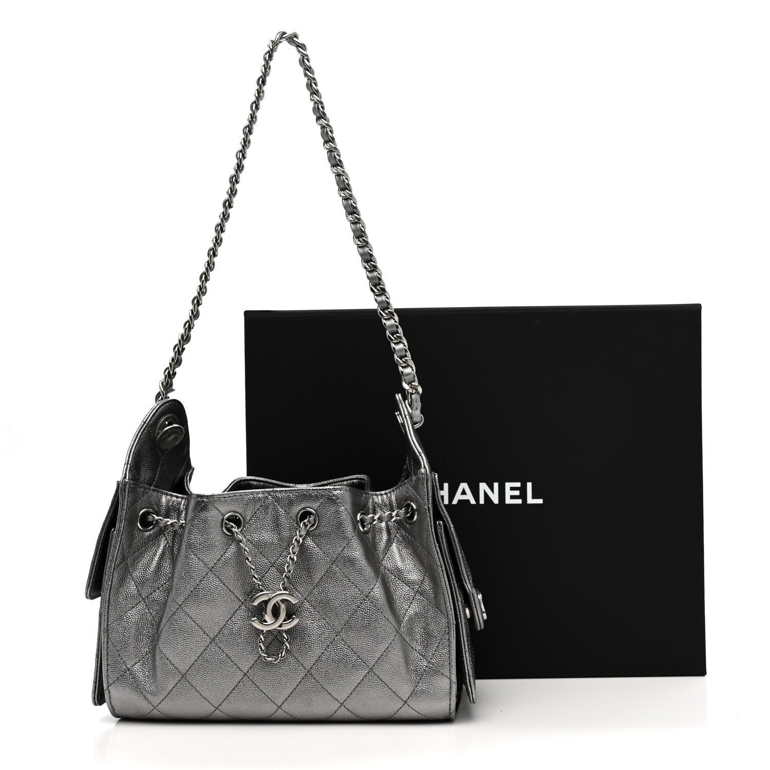 Chanel Metallic Caviar Quilted Mini Chanel 25 Handbag Anthracite
