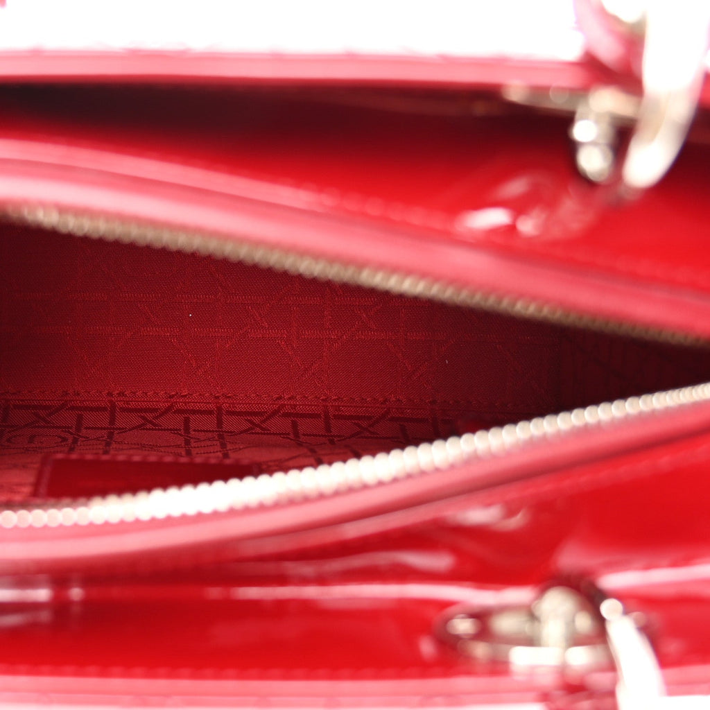 Christian Dior Patent Cannage Medium Lady Dior Red