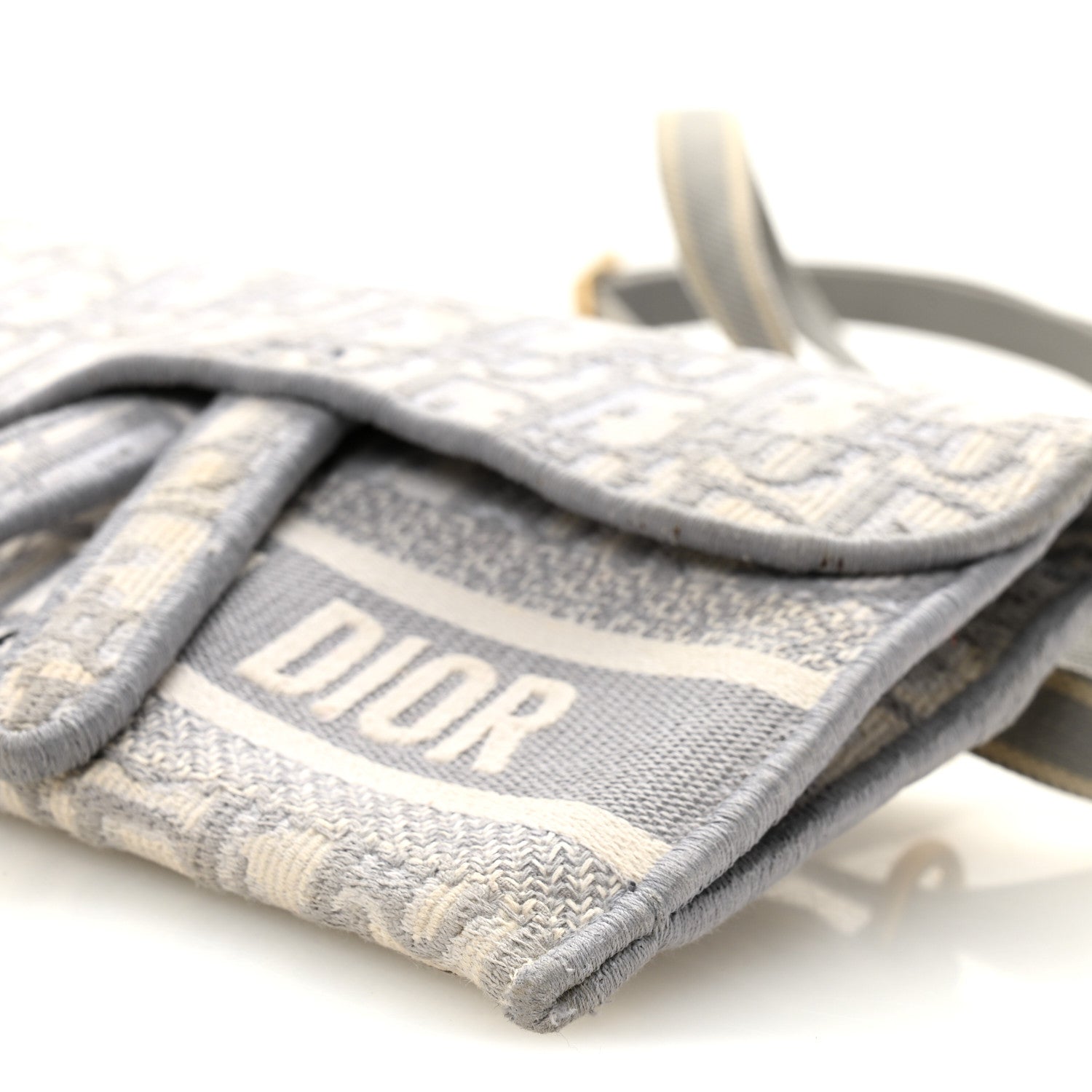 Christian Dior Oblique Slim Saddle Pouch Grey