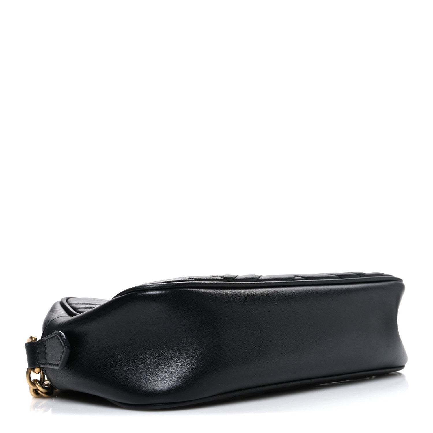 Gucci Calfskin Matelasse Small GG Marmont Chain Shoulder Bag Black