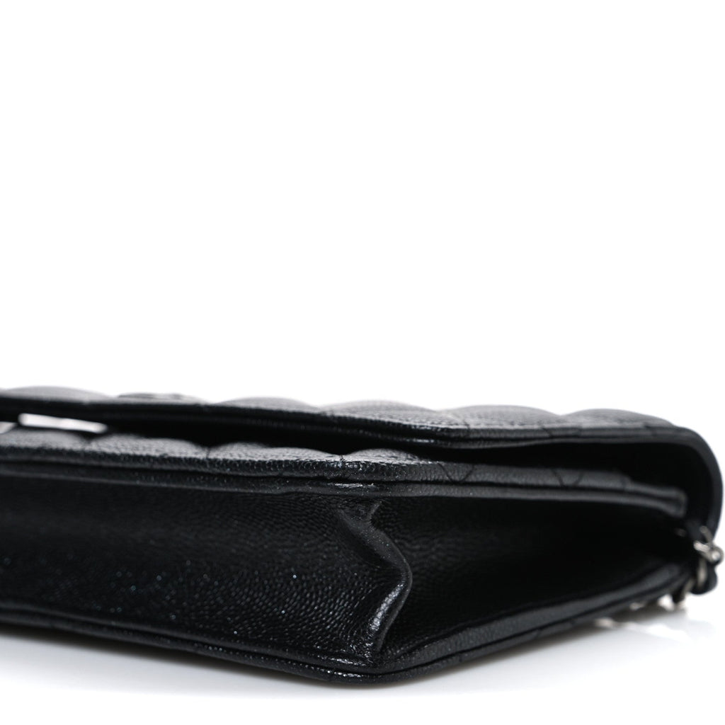 Chanel Iridescent Caviar Quilted Wallet on Chain WOC Black