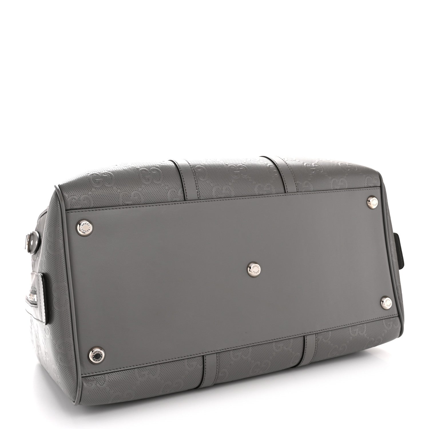 Gucci Calfskin GG Tennis Embossed Duffle Bag Grey