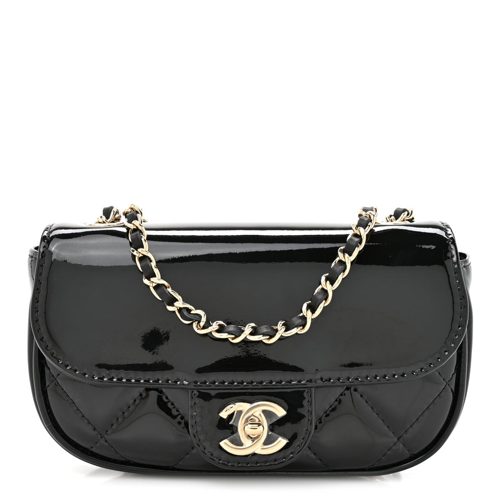 Chanel Patent Calfskin Quilted Mini Flap Black