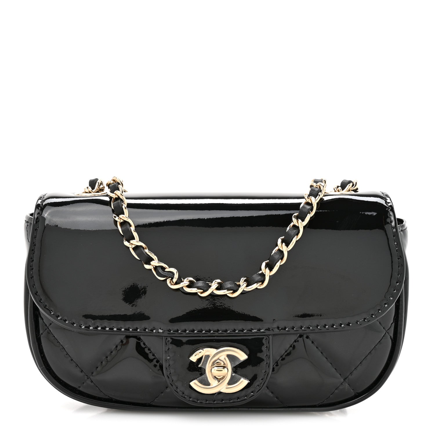Chanel Patent Calfskin Quilted Mini Flap Black