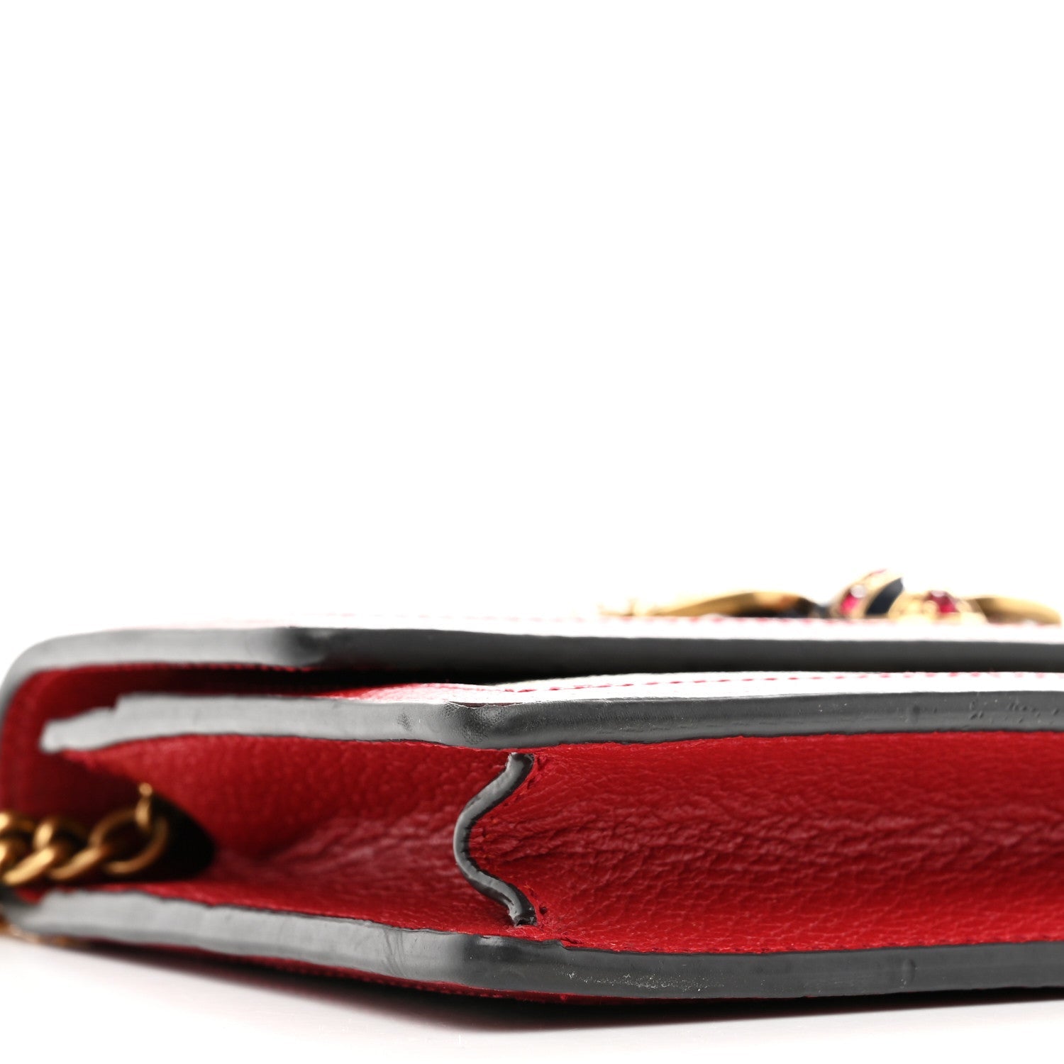 Gucci GG Supreme Monogram Web Queen Margaret Chain Wallet Red
