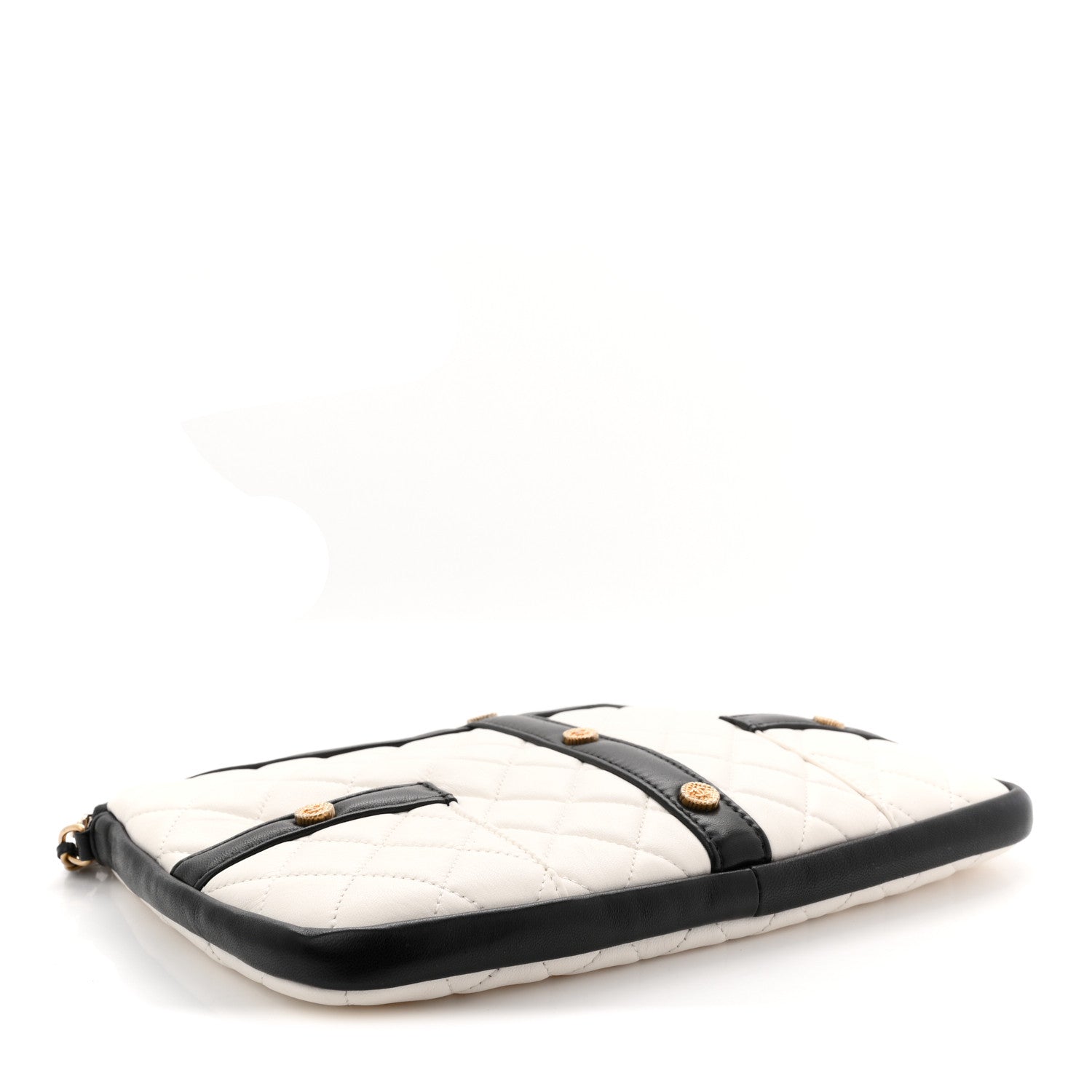 Chanel Lambskin Quilted Medium Girl Shoulder Bag White Black