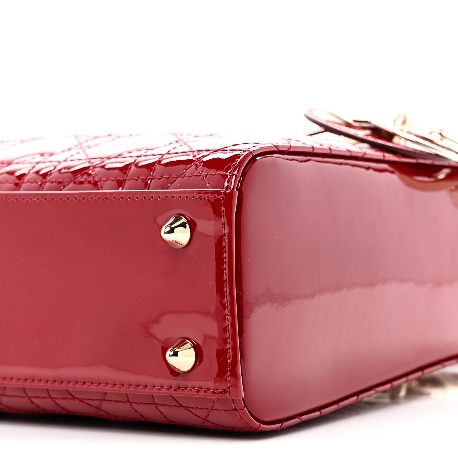 Christian Dior Patent Cannage Small Lady Dior Cherry Red
