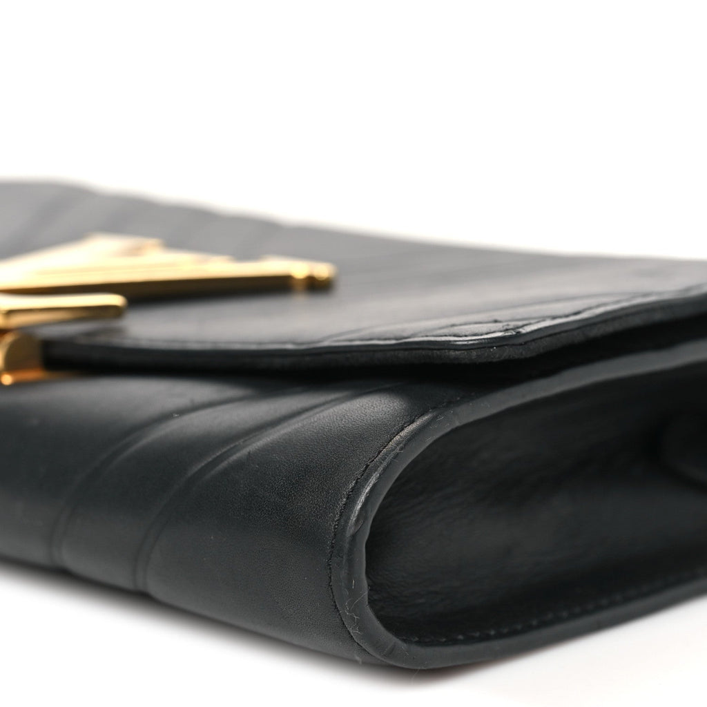 Louis Vuitton Calfskin Airy V Embossed Pochette Chain Louise GM  Black