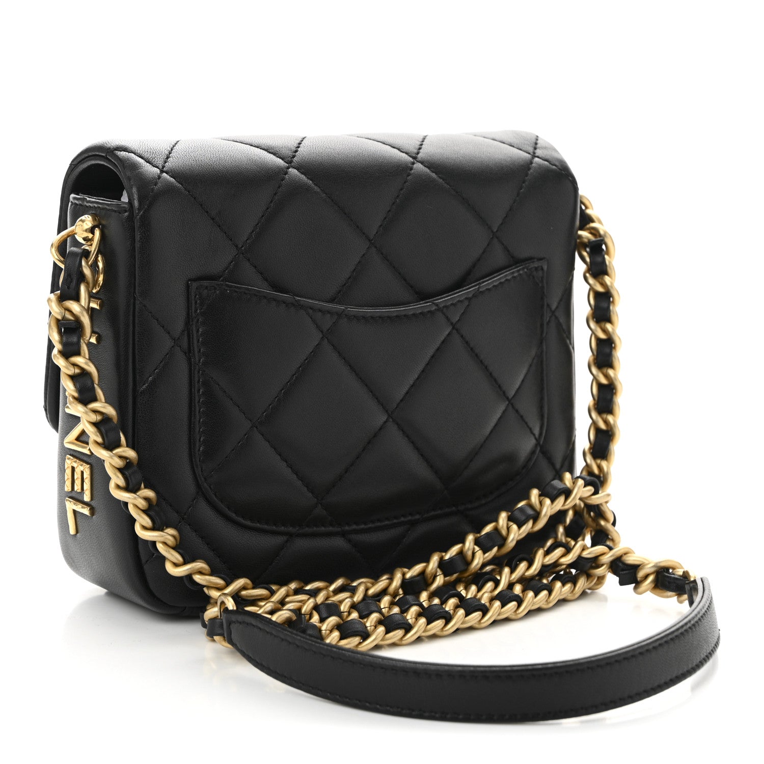 Chanel Lambskin Quilted Mini Side Note Flap Black