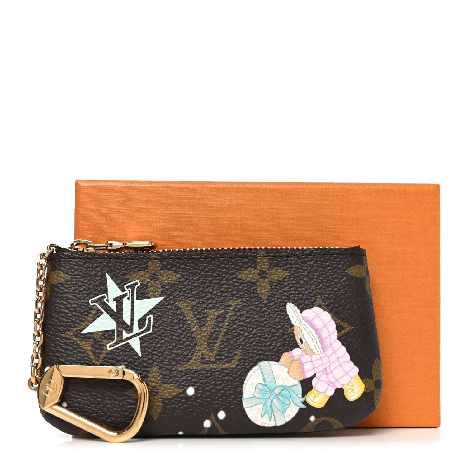 Louis Vuitton Monogram 2025 Christmas Animation Key Pouch Azur Frost