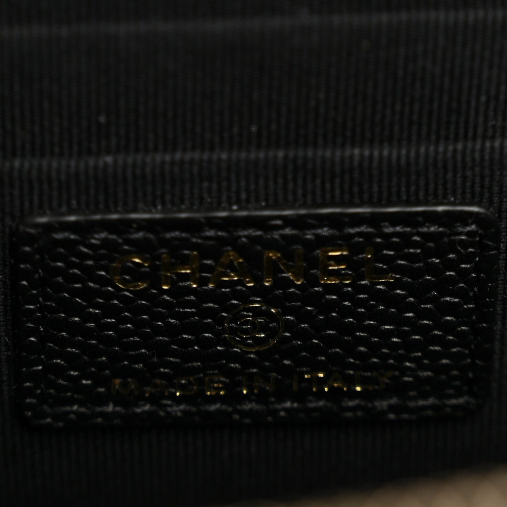 Chanel Caviar Quilted Small Tiny CC Vanity Case With Chain Black