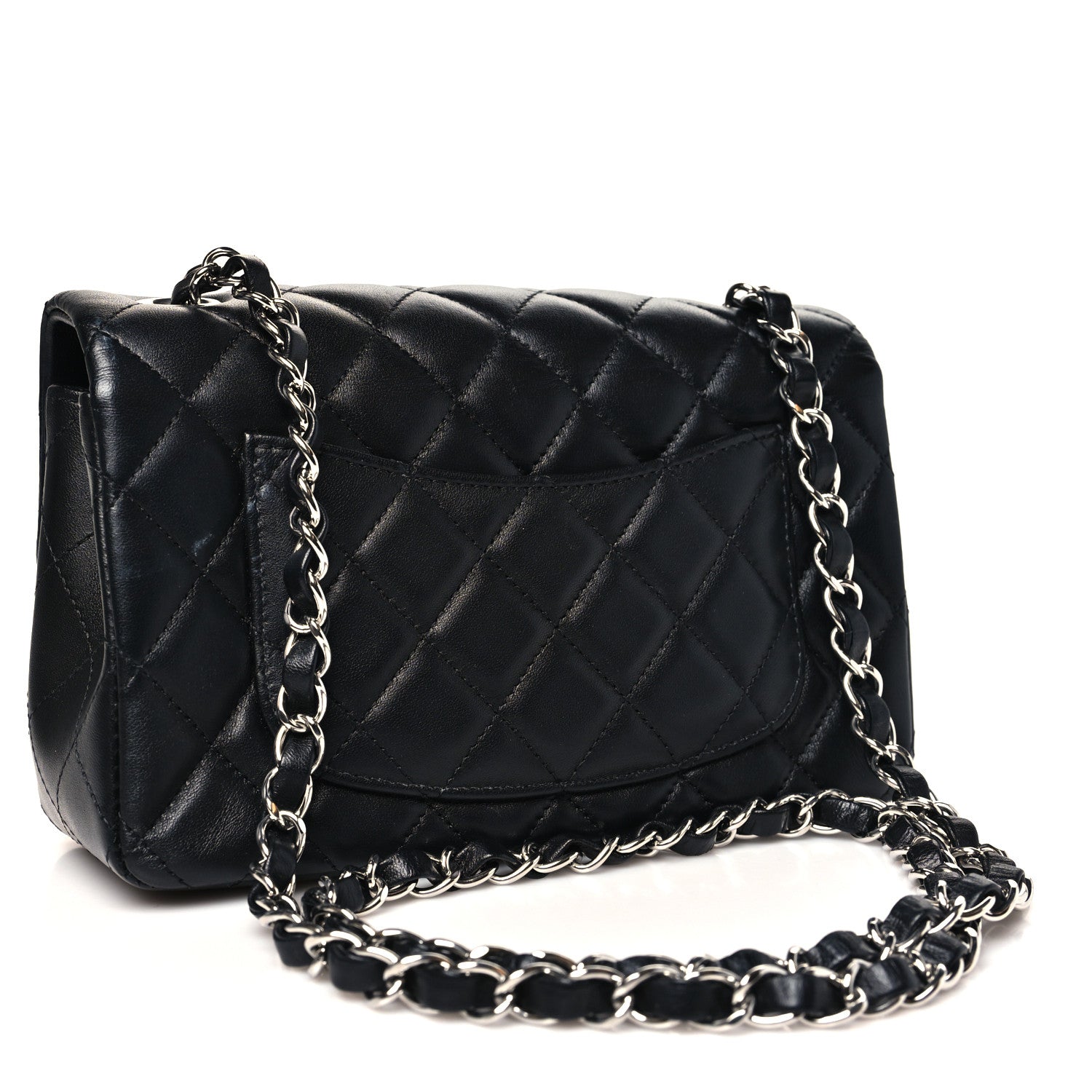Chanel Lambskin Quilted Mini Rectangular Flap Black