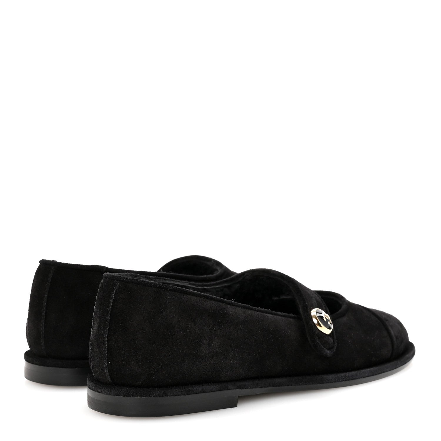Chanel Suede Cap Toe CC Mary Jane Flats 37 Black