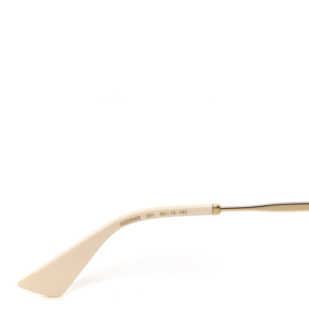 Gucci Metal Crystal Geometrical Frame Sunglasses GG0898S Silver Gold