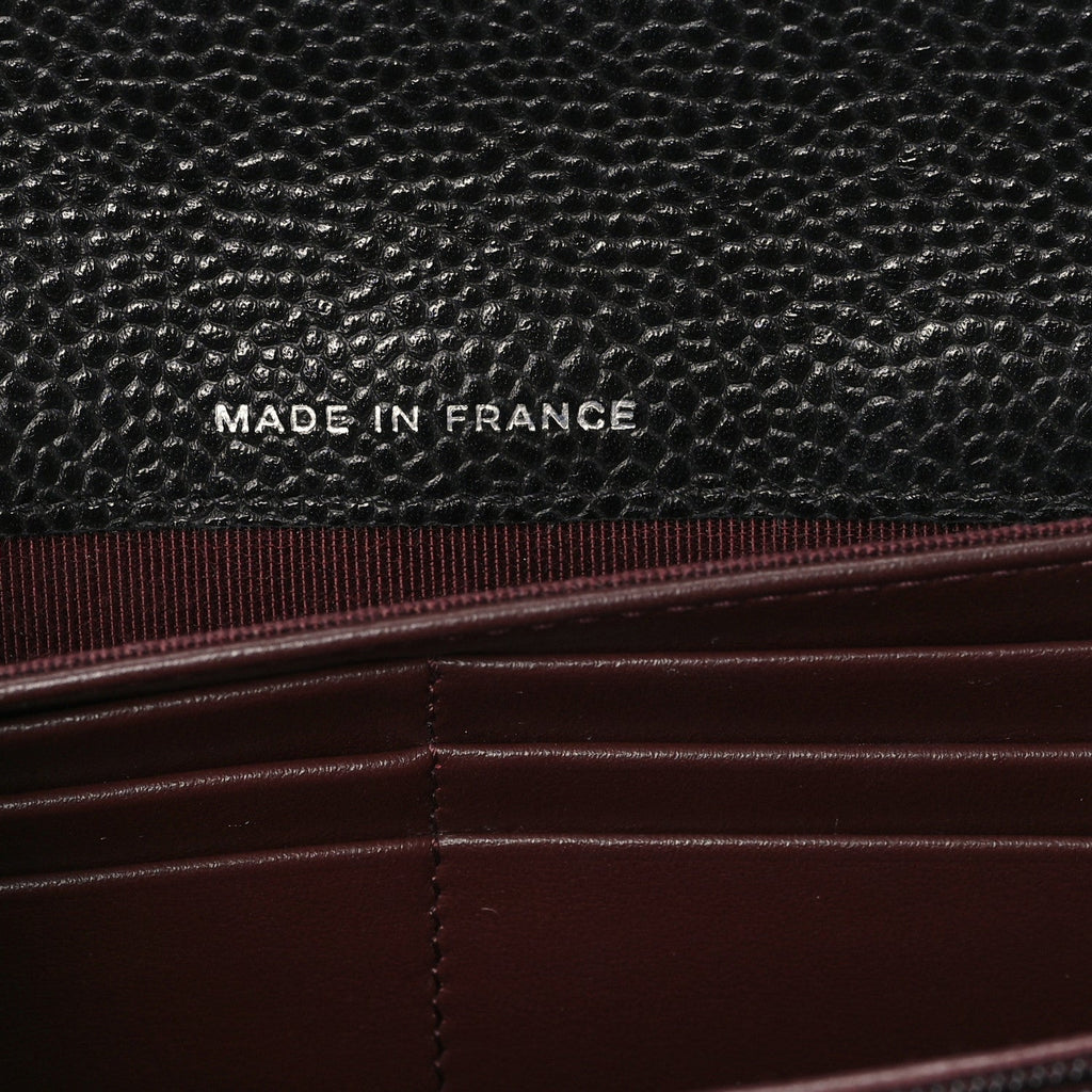 Caviar Quilted Large Gusset Flap Wallet Black