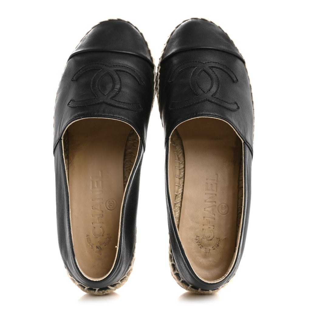 Lambskin CC Espadrilles 36 Black