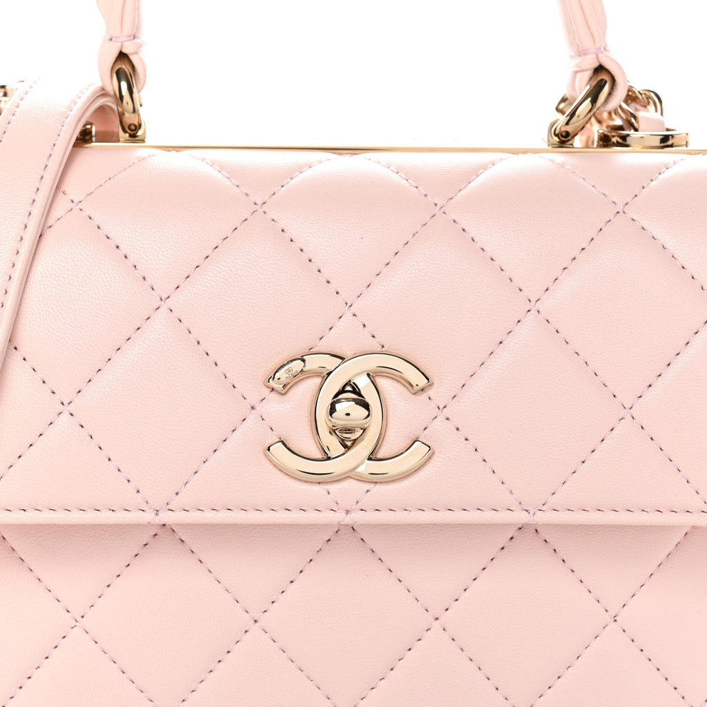 Chanel Lambskin Quilted Small Trendy CC Flap Dual Handle Bag Light Pink
