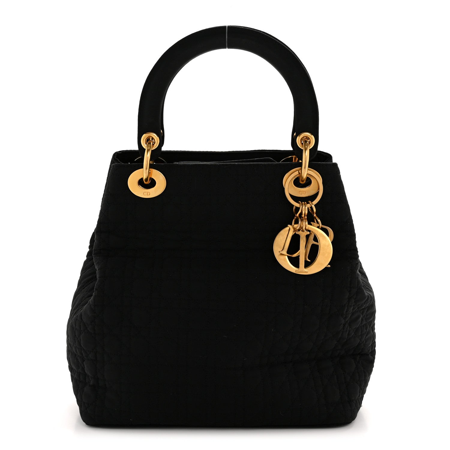 Christian Dior Nylon Cannage Medium Lady Dior Black