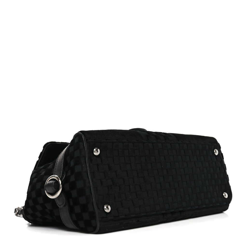 Chanel Velvet Checkered Flap Bag Black