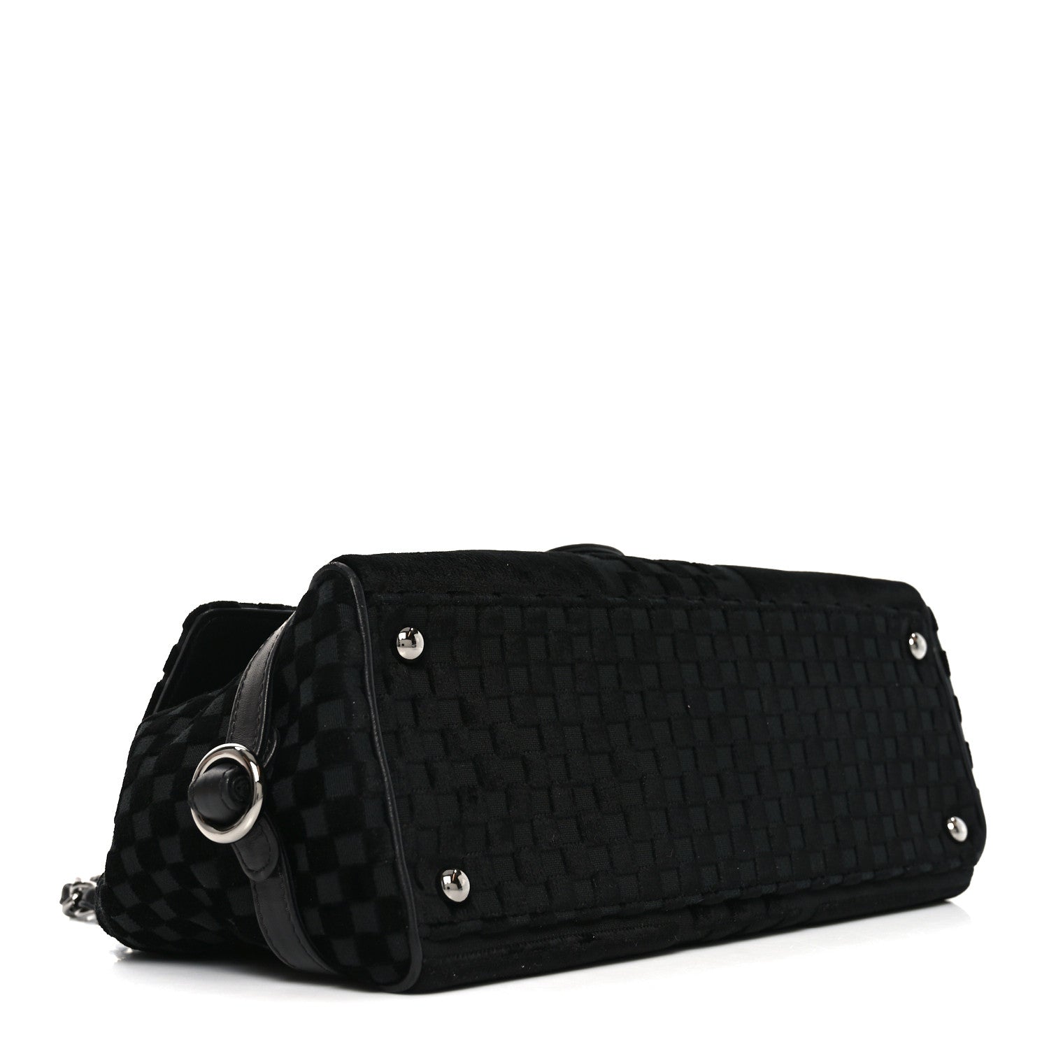 Chanel Velvet Checkered Flap Bag Black