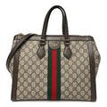 Gucci GG Supreme Monogram Web Medium Ophidia Tote Bag Brown