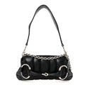 Gucci Nappa Vertical Matelasse Small Maxi Horsebit Chain Shoulder Bag Black