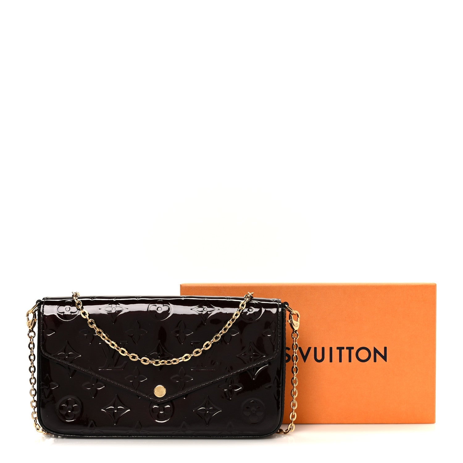 Louis Vuitton Vernis Pochette Felicie Chain Wallet Amarante