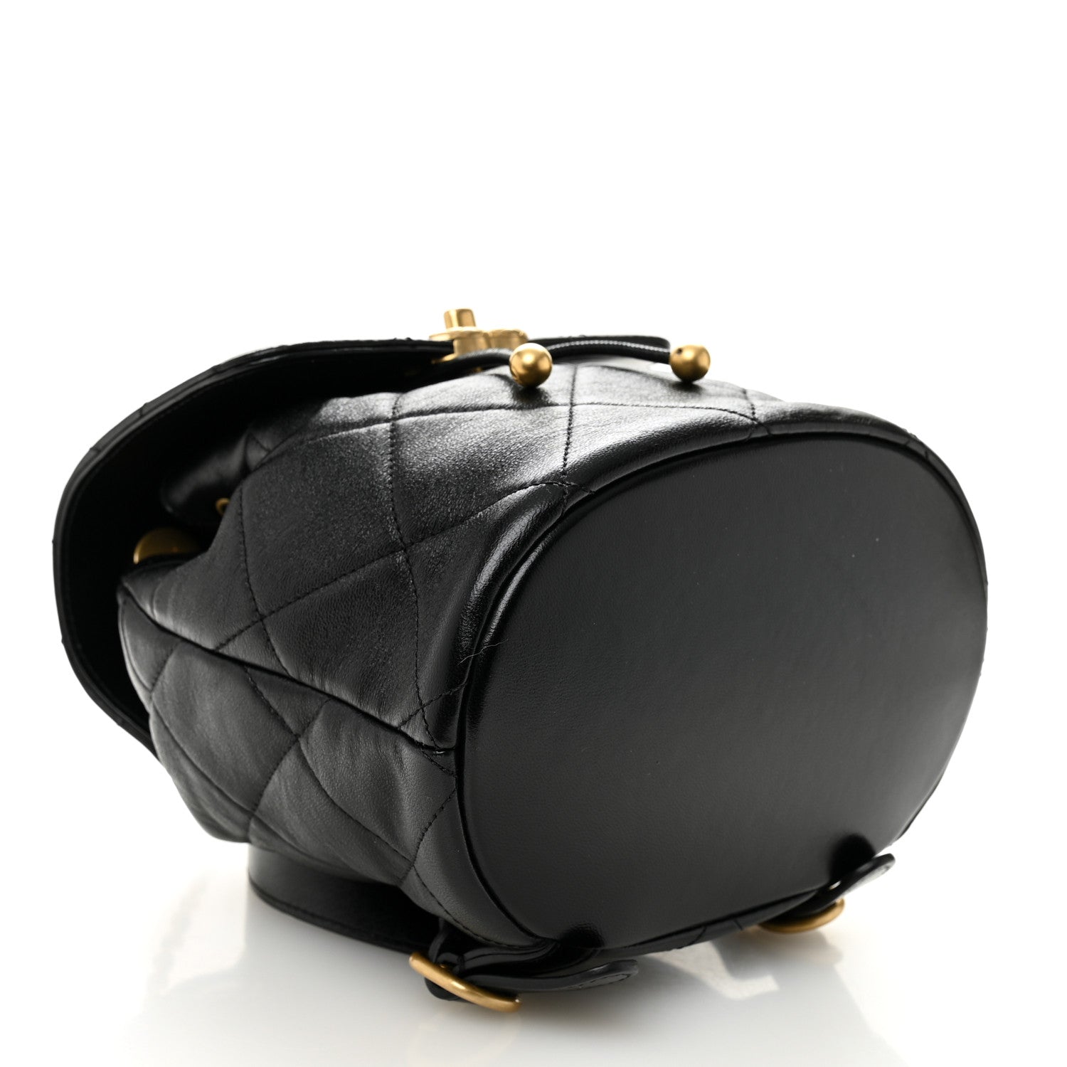 Chanel Lambskin Quilted Logo Mini Backpack Black