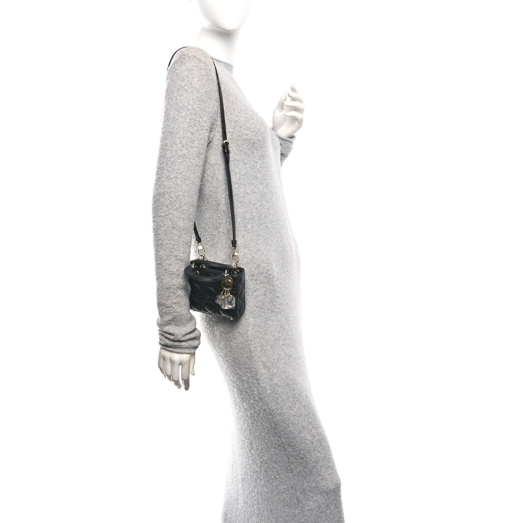 Christian Dior Lambskin Cannage Micro Lady Dior Black