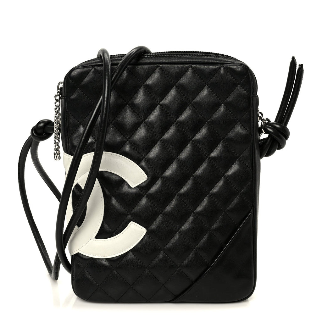Chanel Calfskin Quilted Medium Cambon Messenger Black White