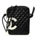 Chanel Calfskin Quilted Medium Cambon Messenger Black White