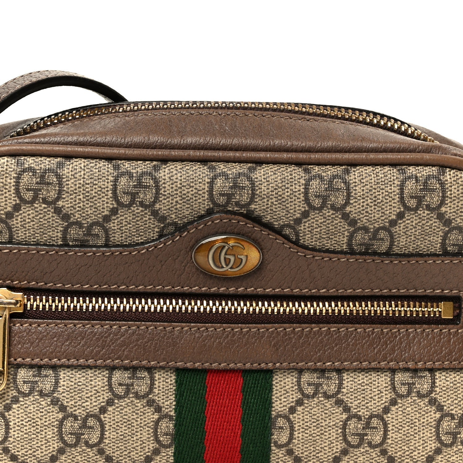 Gucci GG Supreme Monogram Web Mini Ophidia Shoulder Bag Brown