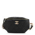 Chanel Lambskin Quilted Resin Bi-Color Waist Bag Fanny Pack Black