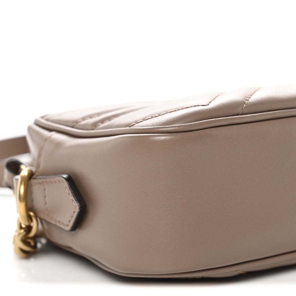 Gucci Calfskin Matelasse Mini GG Marmont Chain Shoulder Bag Porcelain Rose