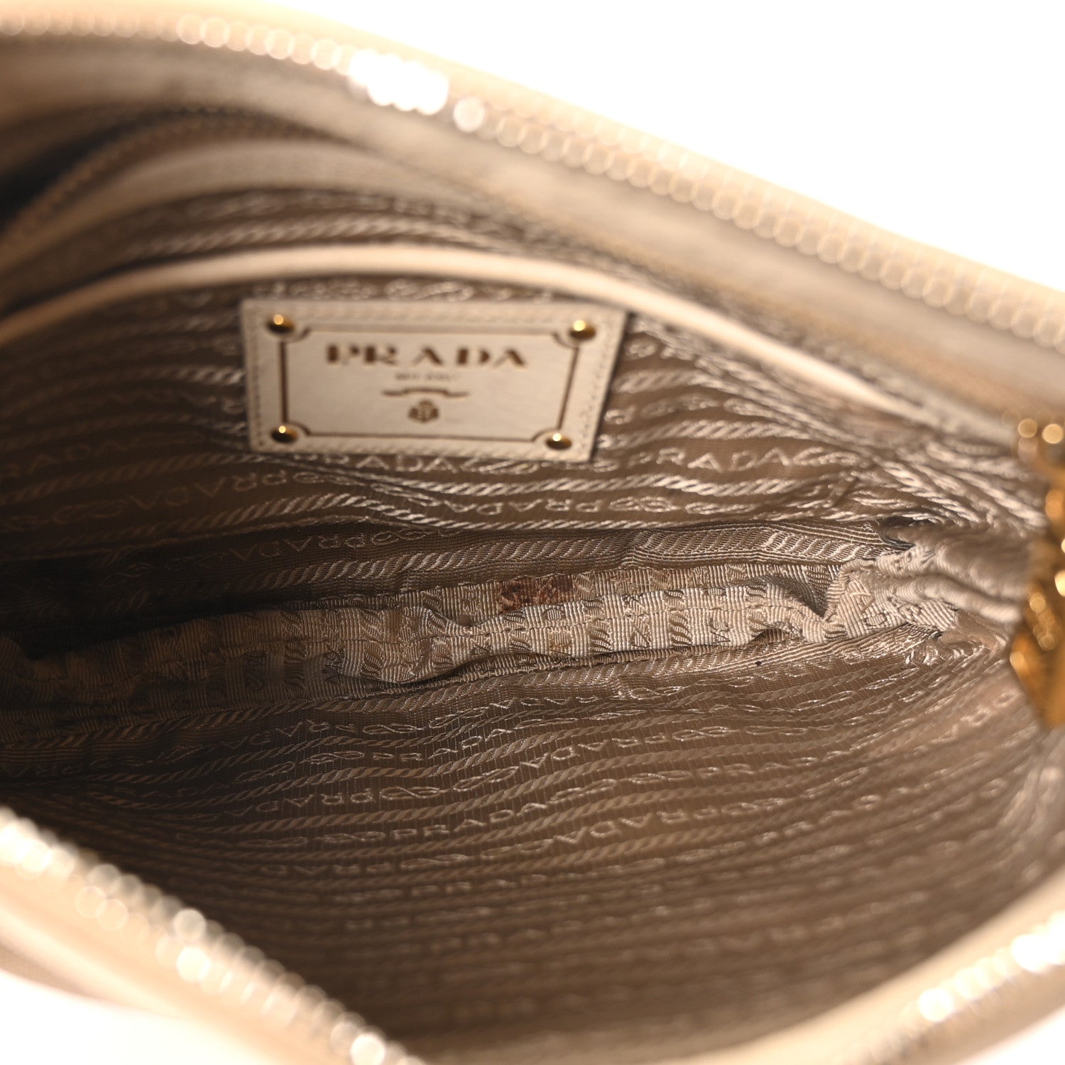 Prada Jacquard Logo Shoulder Bag Corda Cera